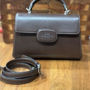 Coach Eliza Dark Brown Leather Satchel